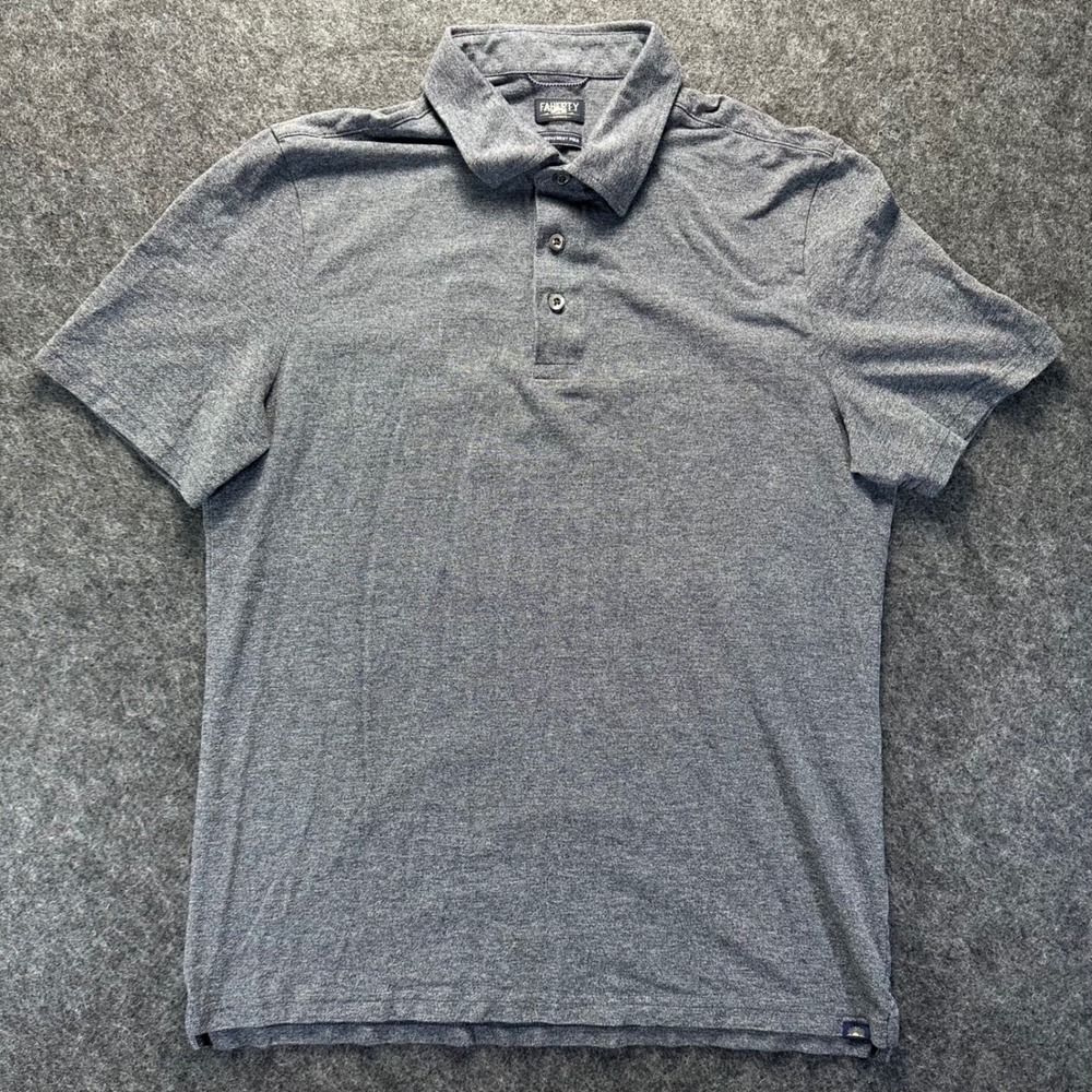 Faherty Mens Grey The Movement Polo Performance Short Sleeve Shirt L